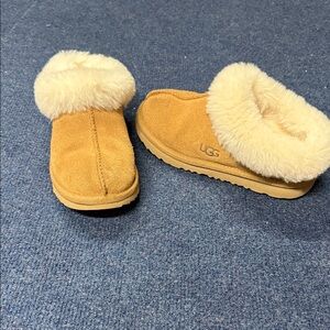 UGG Chestnut Suede Slippers with Cream Fur
